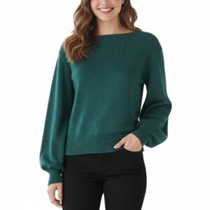 XS Guess Women's Green Sweater Green with Metallic Thread Accent